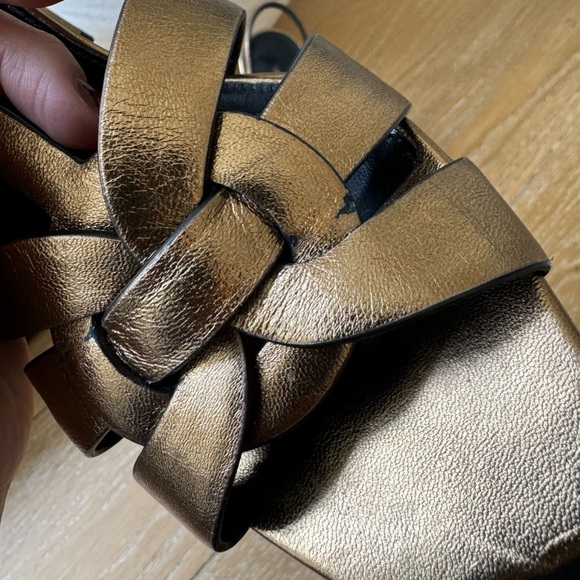 SAINT LAURENT Metallic Bronze Tribute Sandals - Size 40 1/2, 9 - Picture 8 of 10